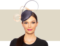 CARY COCKTAIL HAT - Navy Blue and Natural