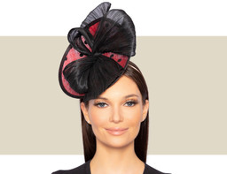 STACEY FASCINATOR HAT - Red and Black