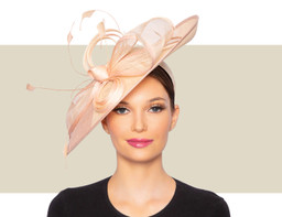 KINLEY FASCINATOR HAT - Pink and Natural