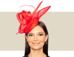 RAVEN FASCINATOR HAT - Flame Red