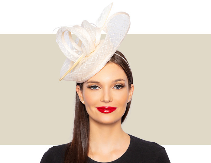 Ivory sinamay bridal fascinator on sale - couture wedding headpiece