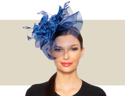 FASCINATOR WITH VEIL - Navy Blue