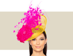 JAZZY HEADPIECE - Yellow and Hot Pink