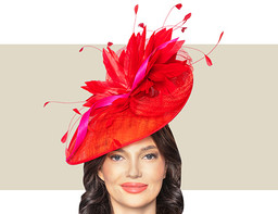 DAUPHANE HEADPIECE - Flame Red and Hot Pink