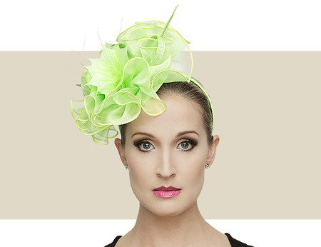 Hailey Lime Green Fascinator Hat with 