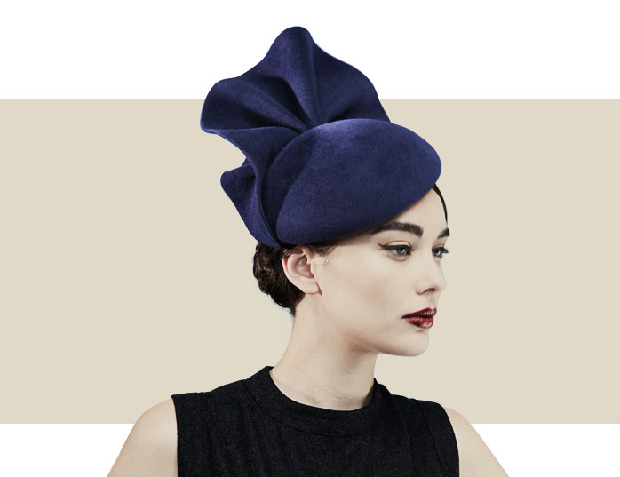 Imperial Navy Blue Fur Felt Beret with 