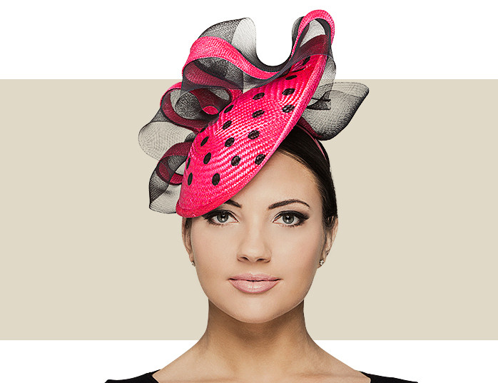 Black Polkadot Sinamay Disc Hat 