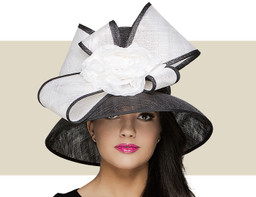 TALL CROWN HAT - Black with White