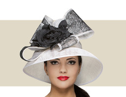 TALL CROWN HAT - White with Black