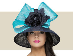 TALL CROWN HAT - Navy with Tiffany Blue