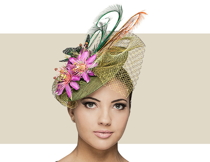 Jungle Green Wild Jungle Fascinator Hat with Butterfly Detail