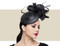 Gina Foster Recco black pinok pok winter hat with feather trim