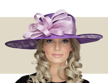 NICO Two Tone Derby Bow Church Hat - Purple with Lilac