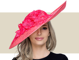 LACE AND AUSTRIAN CRYSTAL HAT - Raspberry