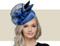 BAMBIE Fascinator Church Hat with Feathers - Navy
