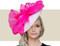 TINA Fascinator Church Hat - White with Hot Pink