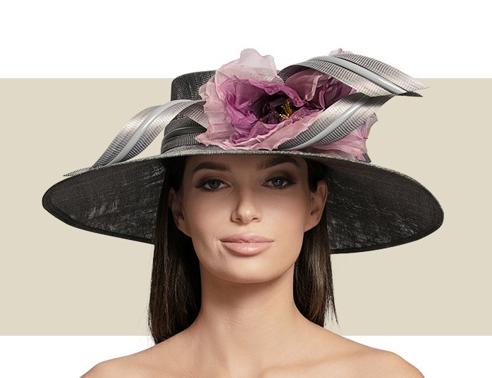 LARGE DOWNTURN HAT - Silver Grey with 