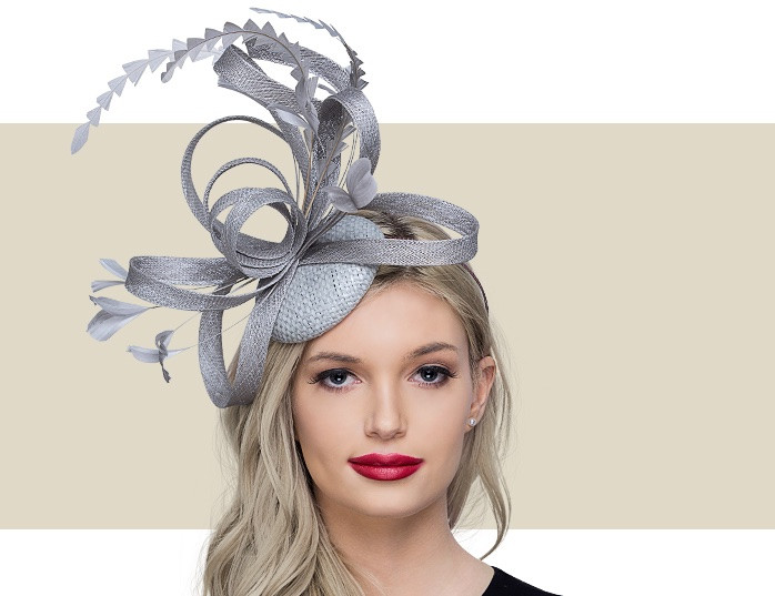 Silver Fascinator Feather Headpiece for Special Occasions