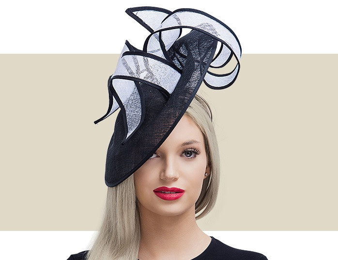 black and white fascinator hat