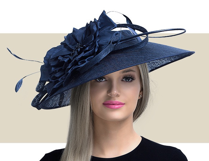 Black Royal Blue Fascinator Hat For Weddings/Ascot Kentucky Derby Q2 