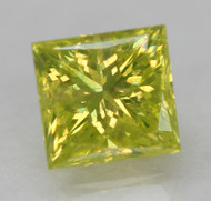 0.33 CARAT CANARY YELLOW VS2 PRINCESS NATURAL EARTH MINED LOOSE DIAMOND FOR JEWELRY 3.71X3.54MM *360 VIDEO & PICTURES
