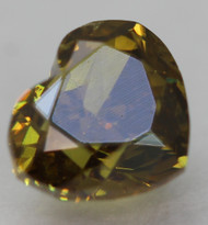 Certified 0.52 Carat Vivid Brownish Greenish Yellow VVS2 Heart Earth Mined NATURAL Diamond 4.85x4.15mm  *VID & PICS
