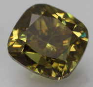 Certified 0.51 Carat Vivid Yellowish Brown Green VS2 Cushion Shape EARTH MINED Loose Diamond 4.41x4.19mm  * VID & IMAGES