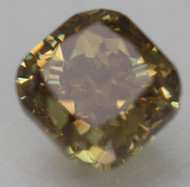 CERTIFIED 0.56 CARAT INTENSE YELLOWISH BROWNISH GREEN VVS2 CUSHION EARTH MINED LOOSE DIAMOND 4.33X4.19MM  * VID & IMAGES