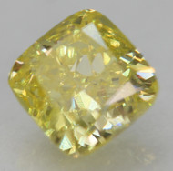 CERTIFIED 0.33 CARAT NATURAL FANCY CANARY YELLOW VVS2 CUSHION SHAPE EARTH MINED DIAMOND 3.86X3.73MM  *360 VIDEO & IMAGES