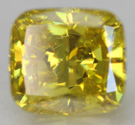 CERTIFIED 1.01 CARAT CANARY YELLOW VVS2 CUSHION SHAPE NATURAL EARTH MINED LOOSE DIAMOND 5.99X5.44MM  * REAL PICS & VIDEO