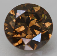 0.59 CARAT ORANGY BROWN VVS2 ROUND BRILLIANT NATURAL EARTH MINED LOOSE DIAMOND 5.34MM *360 PROFESSIONAL IMAGES & VIDEO