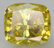 Certified 0.74 Carat Canary Yellow VS1 Cushion Shape Natural EARTH MINED Loose Diamond 5.51x4.96mm