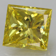 CERTIFIED 0.57 CARAT CANARY YELLOW VVS1 PRINCESS NATURAL EARTH MINED LOOSE DIAMOND 4.7X4.44MM  *360 REAL IMAGES & VIDEO