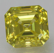 CERTIFIED 0.56 CARAT CANARY YELLOW VS1 ASSCHER CUT NATURAL EARTH MINED LOOSE DIAMOND 4.56X4.47MM  *360 IMAGES & VIDEO