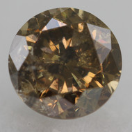 0.61 Carat Fancy Vivid Brown Round Brilliant Natural EARTH MINED Loose Diamond For Ring 5.17mm *360 REAL IMAGES & VIDEO