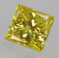 0.24 Carat Canary Yellow VVS2 Princess Natural EARTH MINED Loose Diamond 3.50X3.33mm