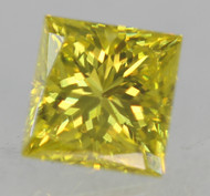 0.26 Carat Canary Yellow VVS1 Princess Natural EARTH MINED Loose Diamond 3.60X3.51mm
