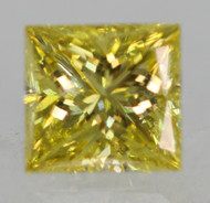 0.32 Carat Canary Yellow VVS1 Princess Natural EARTH MINED Loose Diamond 3.95X3.71mm