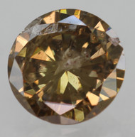 0.46 Carat Fancy Vivid Yellowish Brown Round Brilliant Natural EARTH MINED Diamond 5.24mm *360 MAGNIFIED IMAGES & VIDEOS