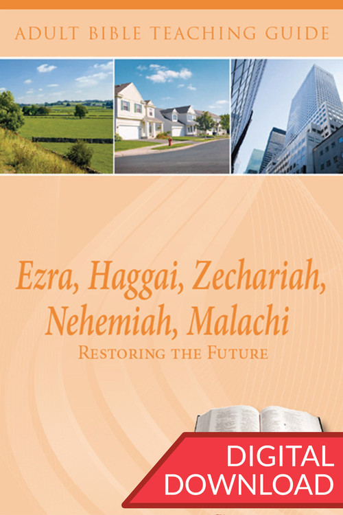 Digital Bible teaching guide with Bible commentary and 2 sets of teaching plans to lead a class on a study of the Books of Ezra, Haggai, Zechariah, Nehemiah, and Malachi. PDF; 200 pages.