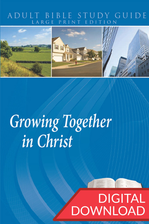 Digital large print Bible study with devotional commentary that encourages believers to be Growing Together in Christ. 14 lessons; PDF; 236 pages.