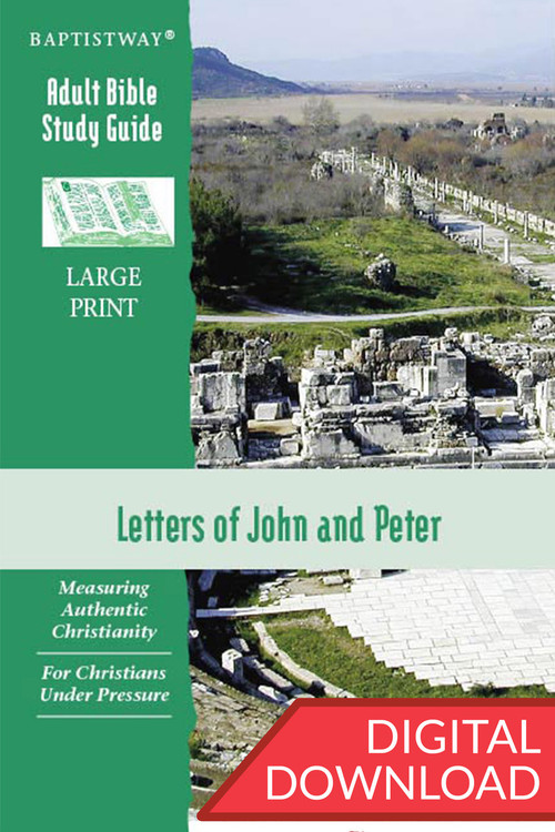 Digital large print Bible study on the Letters of John (6 lessons) and Peter (7 lessons). PDF; 227 pages.