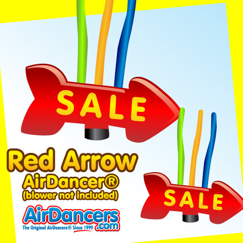 Giant Red Sale Huge Arrow Air Dancers® inflatable tube man by AirDancers.com