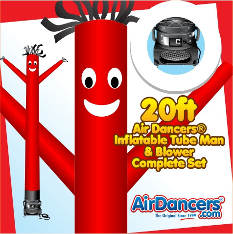 20ft Red Inflatable Tube Man Complete Set with 1 HP Blower 