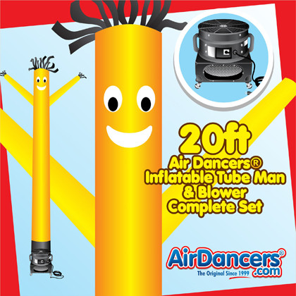 Yellow Air Dancers® inflatable tube man & Blower Set 20ft
