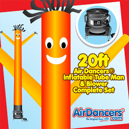 Orange Air Dancers® inflatable tube man & Blower Set 20ft