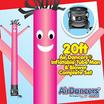 Pink Air Dancers® inflatable tube man & Blower Set 20ft