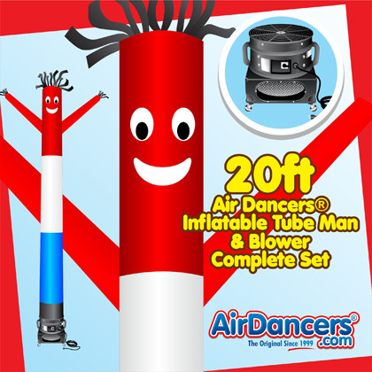 Red White Blue Air Dancers® inflatable tube man & Blower Set 20ft