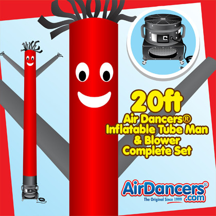 Red Black Air Dancers® inflatable tube man & Blower Set 20ft
