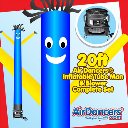 Blue Yellow Air Dancers® inflatable tube man & Blower Set 20ft